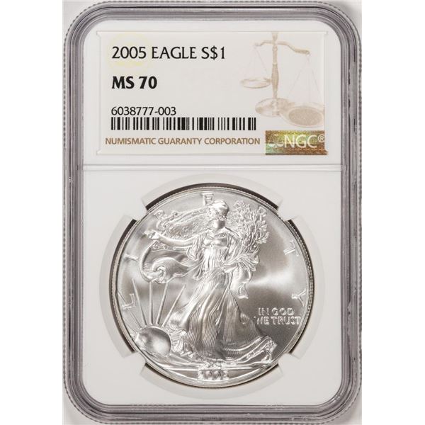 2005 $1 American Silver Eagle Coin NGC MS70