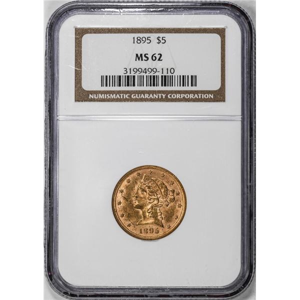 1895 $5 Liberty Head Half Eagle Gold Coin NGC MS62