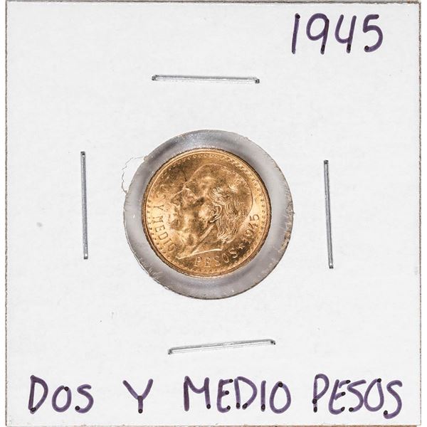 1945 Mexico Dos Y Medio Pesos Gold Coin