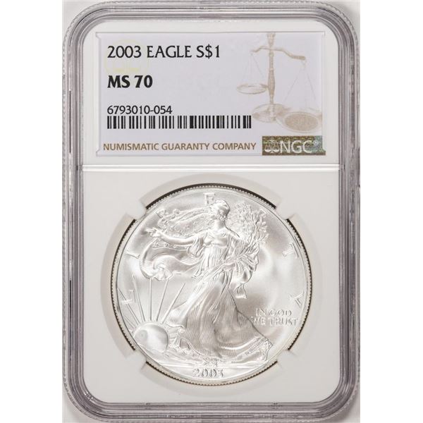 2003 $1 American Silver Eagle Coin NGC MS70