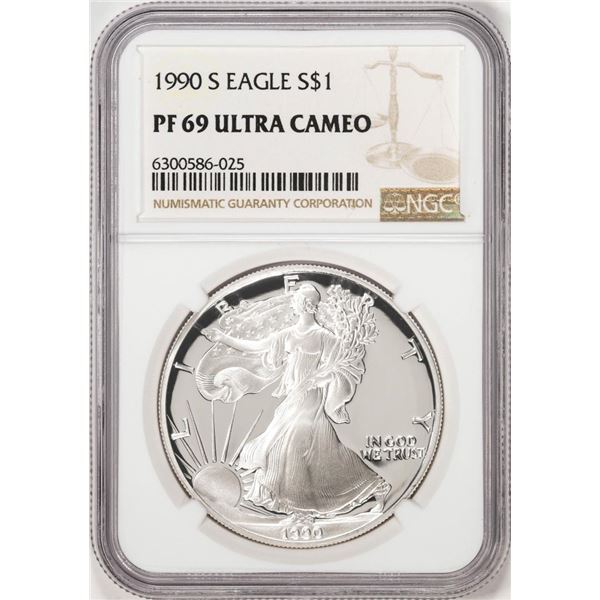 1990-S Proof $1 American Silver Eagle Coin NGC PF69 Ultra Cameo