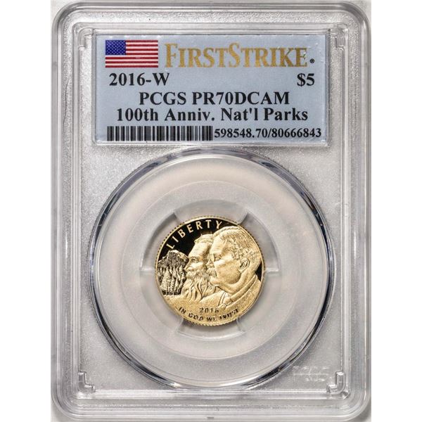 2016-W $5 Proof 100th Anniversary National Parks Gold Coin PCGS PR70DCAM First Strike