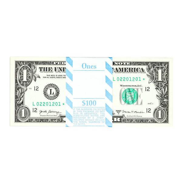 Pack of (100) Consecutive 2017A $1 Federal Reserve STAR Notes San Francisco Trinary S/N