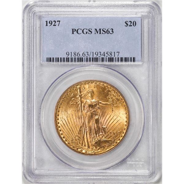 1927 $20 St. Gaudens Double Eagle Gold Coin PCGS MS63