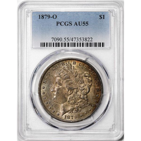 1879-O $1 Morgan Silver Dollar Coin PCGS AU55 Nice Toning