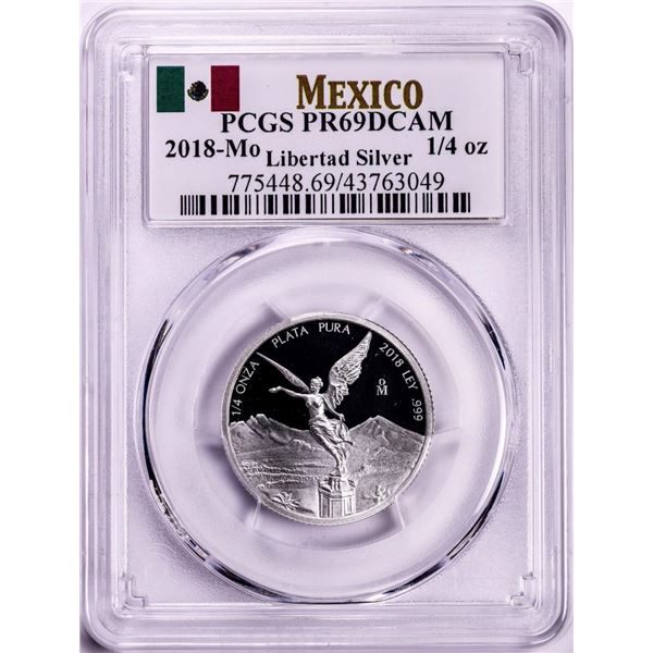 2018-Mo Mexico Proof 1/4 oz Silver Libertad Coins PCGS PR69DCAM