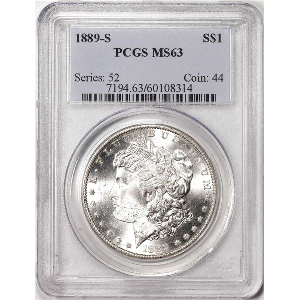 1889-S $1 Morgan Silver Dollar Coin PCGS MS63