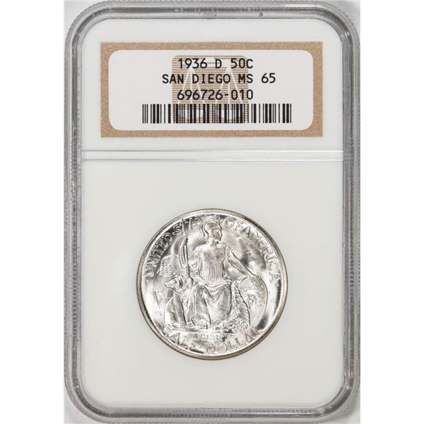 1936-D San Diego Commemorative Half Dollar Coin NGC MS65