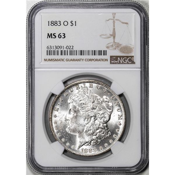 1883-O $1 Morgan Silver Dollar Coin NGC MS63 Amazing Toning on Reverse