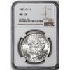 Image 1 : 1883-O $1 Morgan Silver Dollar Coin NGC MS63 Amazing Toning on Reverse