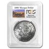 Image 1 : 1898 Morgan Silver Dollar - Rare Stage Coach Label (PCGS Brilliant Uncirculated)