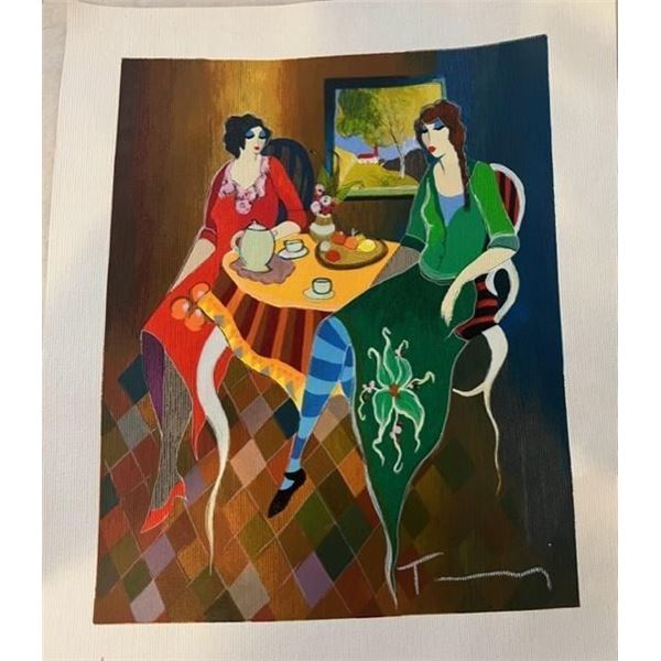 Itzchak Tarkay  Salon de Paris  Original Embossed Serigraph on Canvas Hand Signed & Numbered 30/100