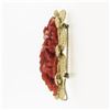 Image 7 : Large Vintage GIA NO DYE Carved Red Coral Brooch w/ Hand Engraved 18k Gold Frame