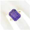 Image 3 : 14K Yellow Gold 9.50 ctw Large Amethyst Prong Emerald Cut Solitaire Cocktail Rin