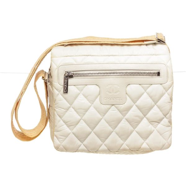 Chanel Coco Cocoon Messenger Bag White Quilted Nylon