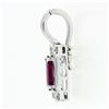 Image 7 : Vintage 18k White Gold 3.34 ctw GIA Oval Ruby Solitaire Diamond Enhancer Pendant