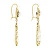 Image 5 : Vintage 14K Yellow Gold Pearl Scalloped Open Elongated Tear Drop Dangle Earrings