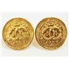 Image 1 : Chanel Gold-tone Metal CC Arabesque Logo Round Clip-on Earrings Earrings Gold Go