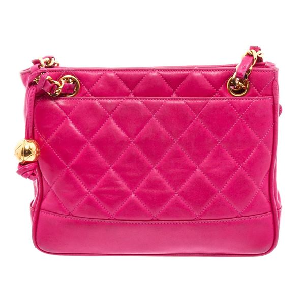 Chanel Quilted Shoulder Bag Pink Leather