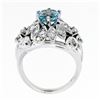 Image 9 : Fancy Vintage 14K White Gold 2.85 ctw Round Aquamarine Diamond Dome Cocktail Rin
