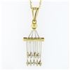 Image 2 : Unique Vintage 14k TT Gold Diamond Tiered Bar Tassel Dangle Pendant Necklace