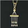 Image 3 : Unique Vintage 14k TT Gold Diamond Tiered Bar Tassel Dangle Pendant Necklace