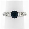 Image 1 : 14K White Gold 1.60 ctw Round Sapphire Solitaire Diamond Milgrain Engagement Rin