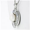 Image 4 : Vintage Platinum 1.70 ctw Old Transitional Baguette Diamond Pearl Pendant Neckla