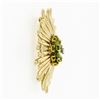 Image 5 : Vintage Retro 14K Gold Peridot & Diamond Cluster Radiating Spray Flower Brooch