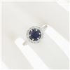 Image 3 : 18k White Gold 1.55 ctw Round Blue Sapphire Solitaire & Diamond Halo Cluster Rin