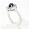 Image 8 : 18k White Gold 1.55 ctw Round Blue Sapphire Solitaire & Diamond Halo Cluster Rin