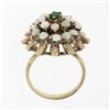 Image 7 : Antique 14k Rosy Yellow Gold 0.20 ctw Emerald Opal Open Spray Cluster Platter Ri