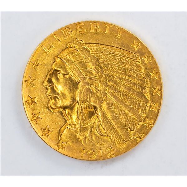 1912 $5 Indian Head Half Eagle Gold Coin CU