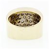 Image 7 : Vintage BREV 14k Gold & Platinum 1.56 ctw 4 Row Pave Diamond Wide Bombe Band Rin