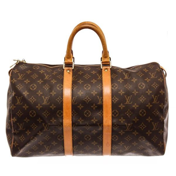 Louis Vuitton Keepall 45 Duffle Bag Brown Monogram Coated Canvas