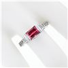 Image 3 : 18k White Gold 2.05 ctw Emerald Cut Pink Tourmaline & Round Diamond Band Ring