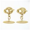 Image 3 : Antique Mens 18k Yellow Gold Bezel Round Turquoise Polished Love Knot Cuff Links