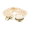 Image 6 : Vintage 14k Gold Large Angel Skin Coral 4 Strand 5.2-5.7mm Bead Wide Bracelet
