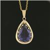 Image 6 : Vintage 14K Gold Alexandrite Large Teardrop Open Polished Frame Pendant Necklace