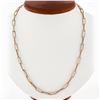 Image 1 : NEW 14k Rose Gold 30" Long Polished Oval Paperclip Cable Link Chain Necklace