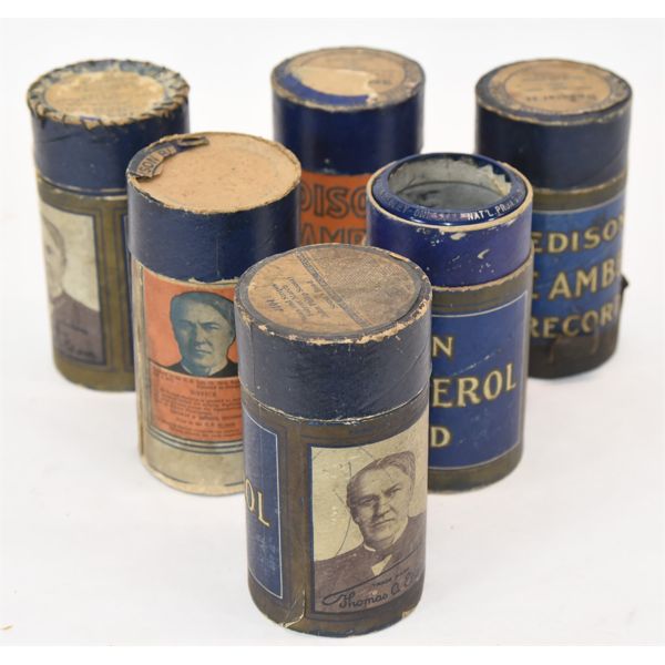 6 Edison 2" Wax Cylinder Records