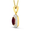 Image 3 : 14KT Yellow Gold 1.5ct Ruby and Diamond Pendant with Chain