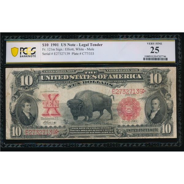 1901 $10 Bison Legal Tender Note PCGS 25