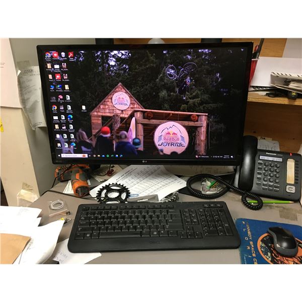 BLACK ME COMPUTER WITH 27" LG MONITOR, DELL KEYBOARD & LOGITECH WIRELESS MOUSE