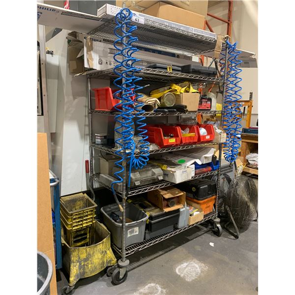6 TIER METRO RACK ROLLING SHELVING UNIT WITH ASSORTED TOOLS/HARDWARE ...