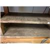 Image 2 : LARGE WOODEN WORK BENCH WITH OVERHEAD LIGHT-APPROX 8FT ACROSS X 3FT TALL X 2FT WIDE