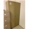 Image 1 : COLE 2 DOOR BEIGE METAL OFFICE CABINET WITH CONTENTS-APPROX. 3FT ACROSS X 6FT HIGH X 2 1/2FT DEEP