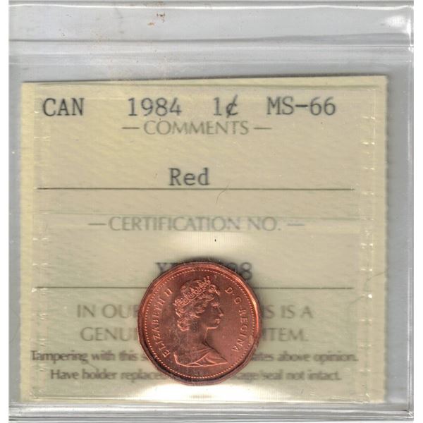 1984 Small Cent Red ICCS MS64