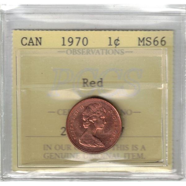 1970 Canada Small Cent; Red, PCCS MS66, PCCS (Professional Coin Certification System)