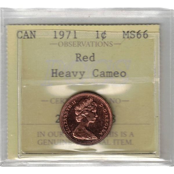 1970 Canada Small Cent; Red, Heavy Cameo PCCS MS66, PCCS (Professional Coin Certification System)